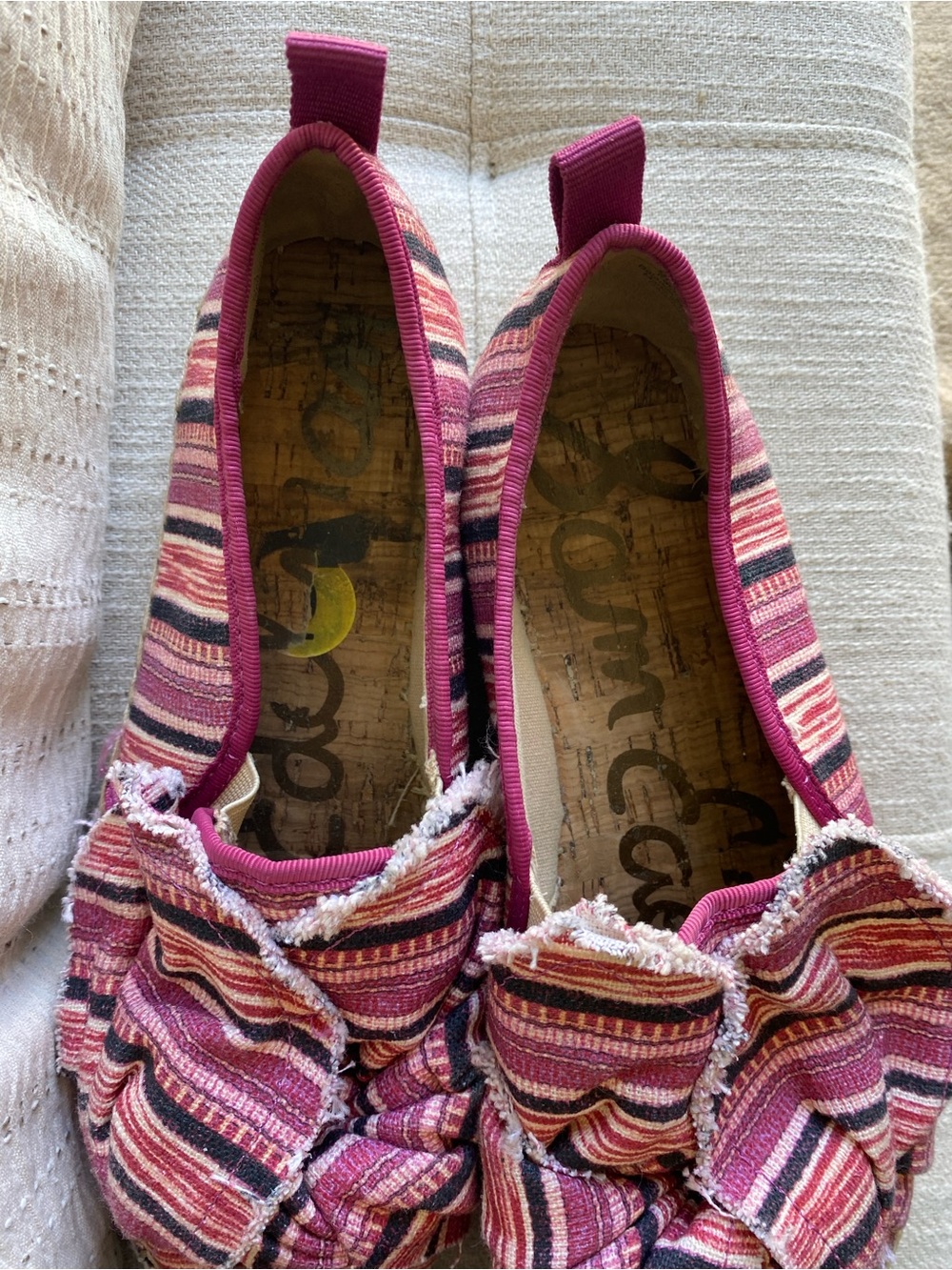 Sam Edelman Pink Striped Knotted Espadrille Flats